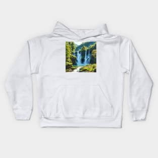 Waterfall In Forest-Nature Themed Kids Hoodie